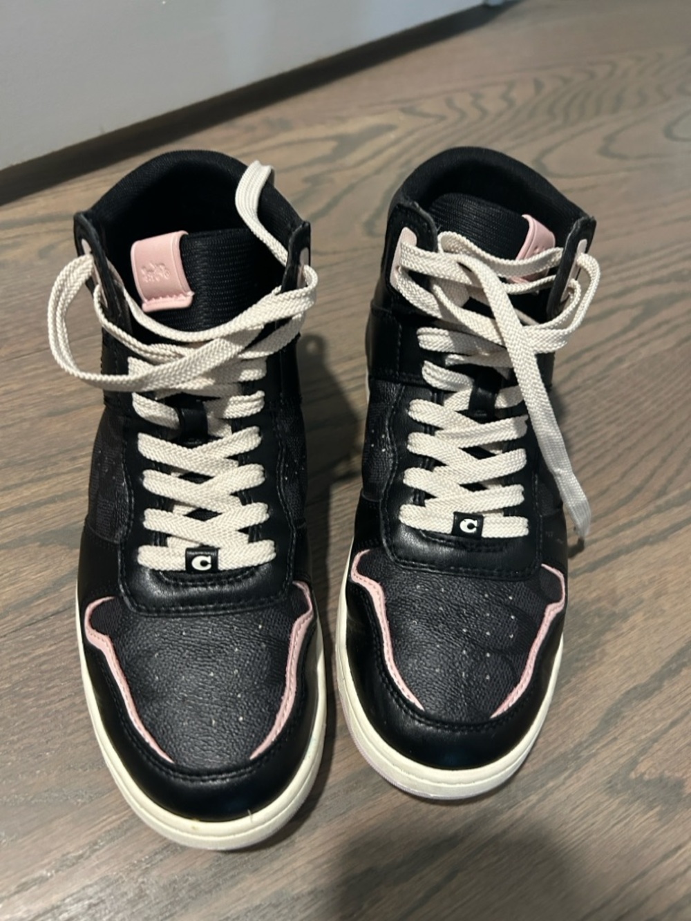 Coach Black High-Top Sneakers with Pink Logo Accents